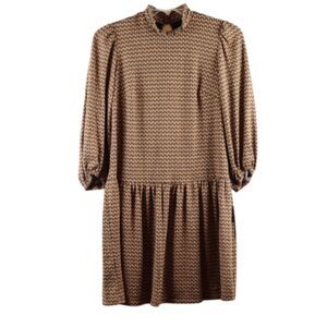 52Seven Brown Women's Mock Neck Hacci Dress Small 030